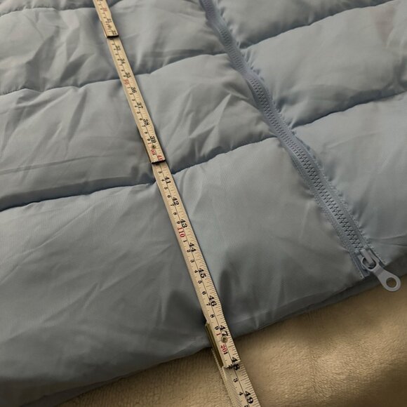 Girlfriend Collective puffer long jacket sz XXXL lightblue hooded zip pockets - Picture 4 of 13